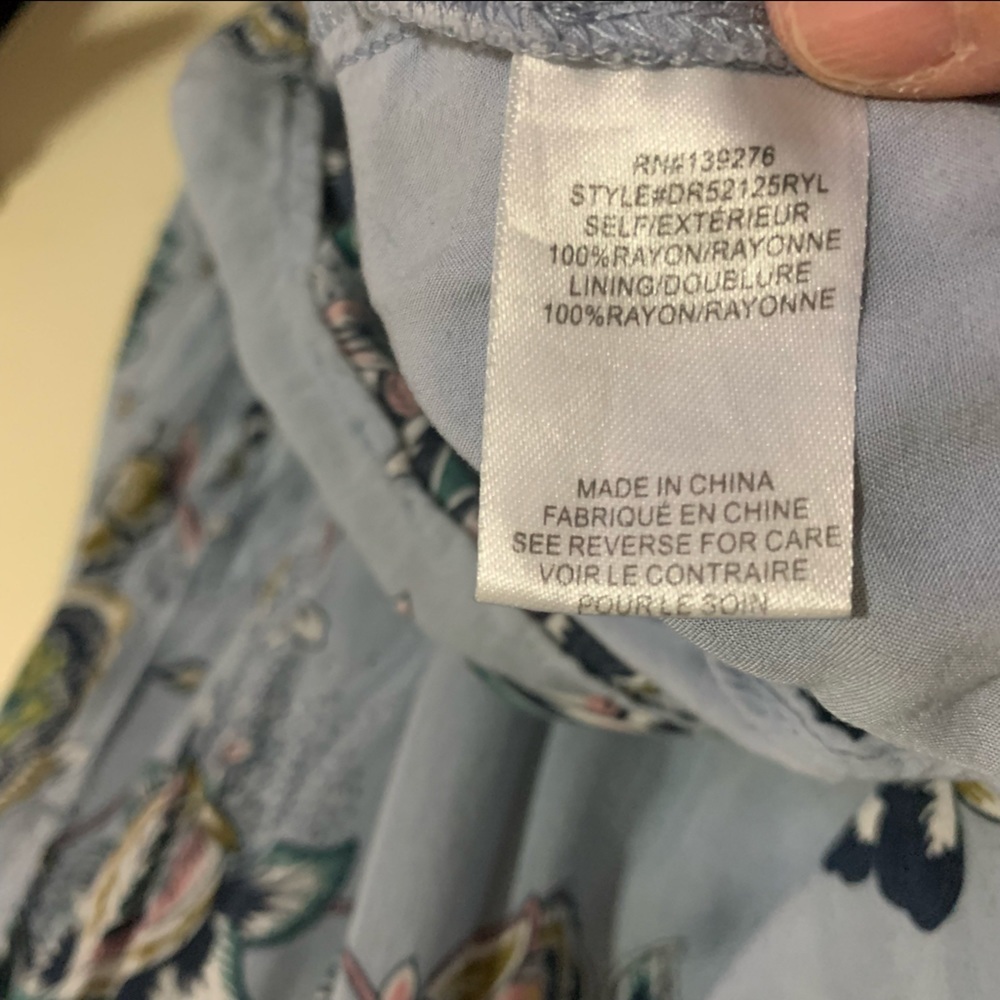 Dr2 Smocked Ruffled High Collar Button Back Blue Floral Maxi Dress. Size small - Picture 4 of 12